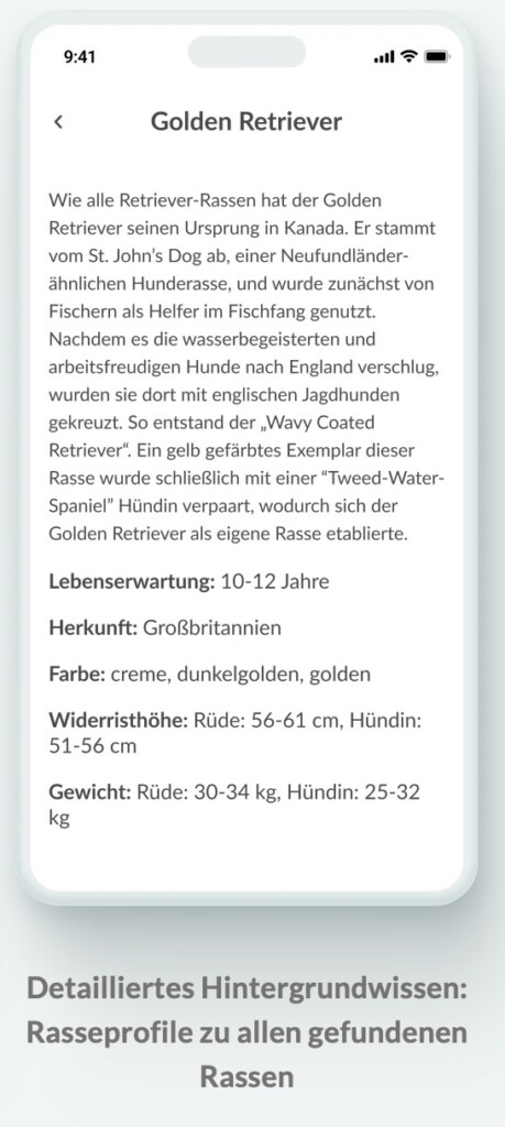 Eigenschaften und Optik von jeder Rasse wird in der App beschrieben.